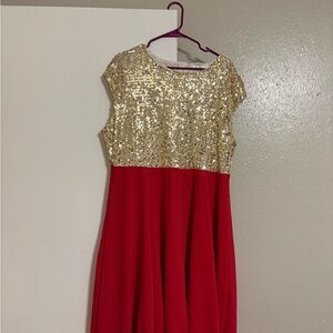 Gold and Red Sequin Kids Dress